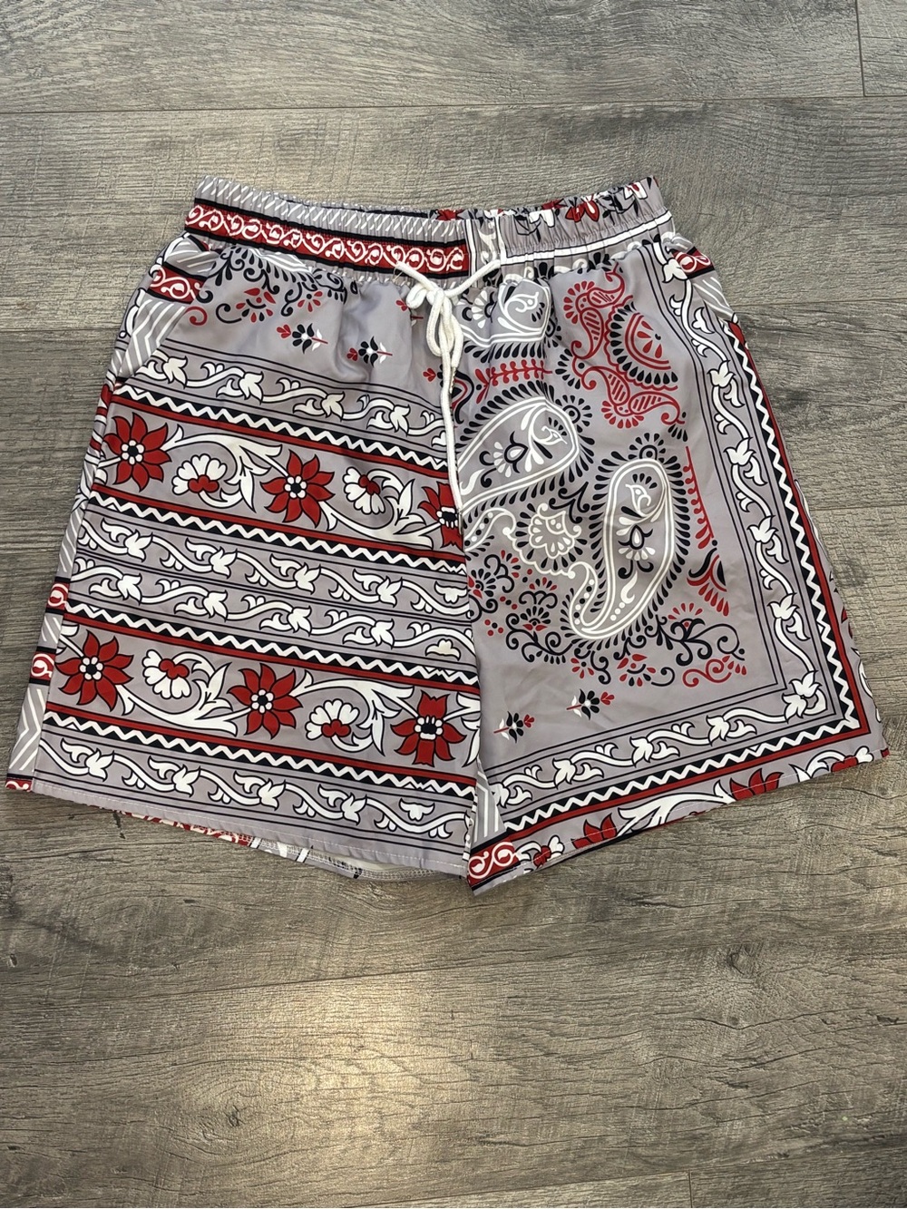 ROMWE Men's Paisley Shorts Drawstring Elastic Waist Pockets Size M